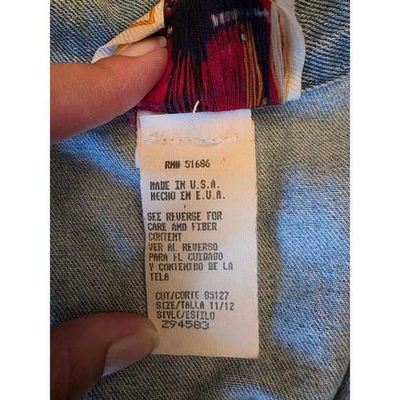 Vintage Tickets Denim Vest Girls 11/12 USA Made Floral Embroidery 90s Y2K - Picture 4 of 9